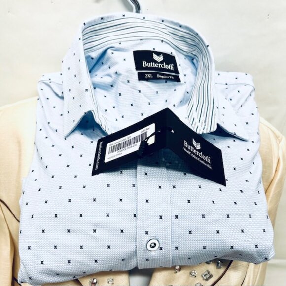 New Butter Cloth Finest Cotton Shirt Long SleeveMen 2XL Blue  Regular Fit 2XL(84 - Picture 1 of 9
